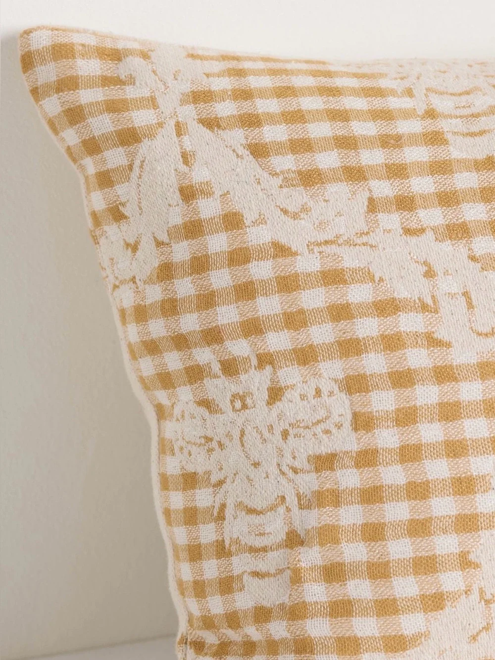 Anthropologie 14x20 Pillow Damask Cotton Woven Icon Style Yellow Bee Pattern NWT